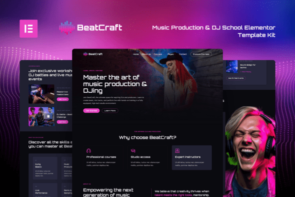 Beatcraft – Music Production and DJ School Elementor Template Kit